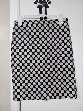J.Crew Polka Dot Number 2 Pencil Skirt Navy & Cream size 00